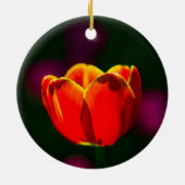 Rode tulp bloem keramisch ornament (Achterkant)