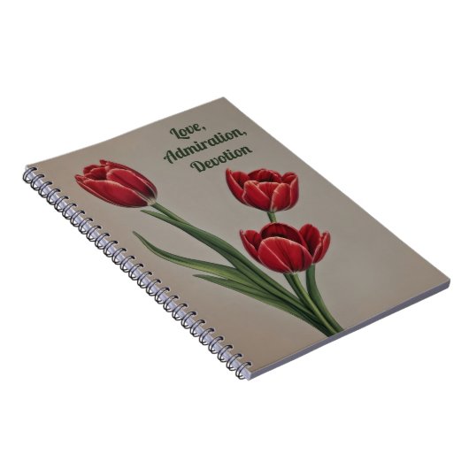 Rode Tulp Bloem Notitieboek (Rechterzijde)