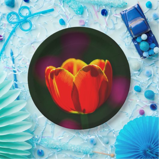 Rode tulp bloem papieren bordje (Feest)