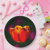 Rode tulp bloem papieren bordje (Feest)