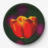 Rode tulp bloem papieren bordje (Voorkant)