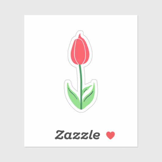 Rode Tulp Bloem Sticker (Vel)