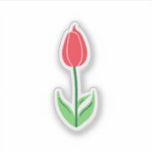 Rode Tulp Bloem Sticker (Voorkant)