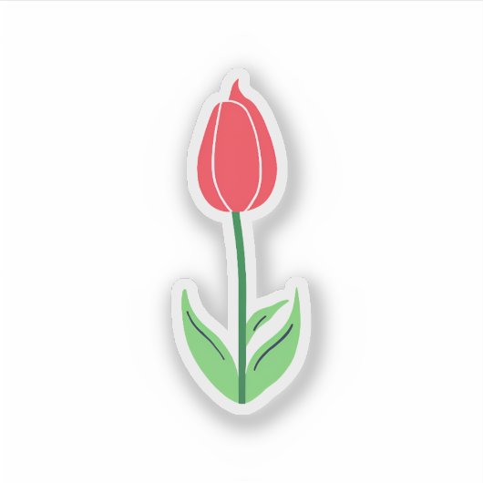 Rode Tulp Bloem Sticker (Voorkant)