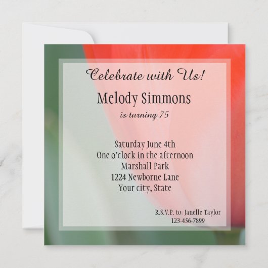 Rode Tulp Bloem Verjaardag Kaart (Achterkant)