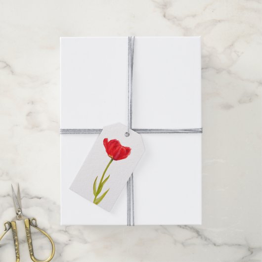 Rode tulp bloem watercolor cadeaukaartjes cadeaulabel (Met Touw)
