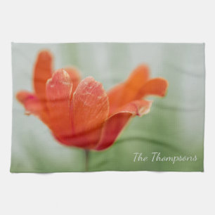 Rode Tulp Bloemblaadjes Foto Met Aangepaste Naam Theedoek