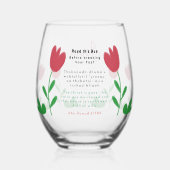 Rode Tulp Bloemen Crayon Doodles met Iftar Dua Wijnglas Zonder Voet (Achterkant)