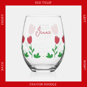 Rode Tulp Bloemen Crayon Doodles met Iftar Dua Wijnglas Zonder Voet