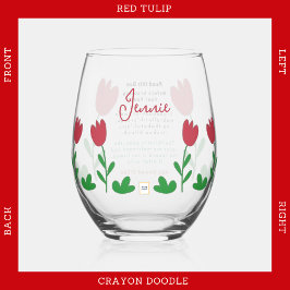Rode Tulp Bloemen Crayon Doodles met Iftar Dua Wijnglas Zonder Voet