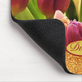 Rode Tulp Bloemen Gouden Sparkles Bloemen Naam Muismat (Hoek)