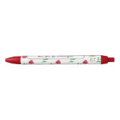 Rode Tulp Bloemen Patroon Monogram Initialen Pen (Voorkant)
