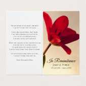 Rode Tulp Bloemen Voorjaar Begrafenis Gebed Visitekaartje (Buitenkant ongevouwen)