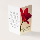 Rode Tulp Bloemen Voorjaar Begrafenis Gebed Visitekaartje (Buitenkant)