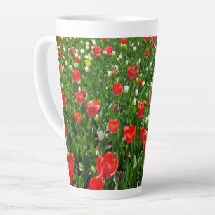 Rode Tulp Bloemenveld Natuurfotografie Latte Mok