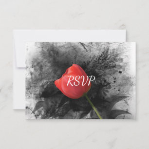 Rode Tulp Bruiloftsreceptie RSVP Kaart