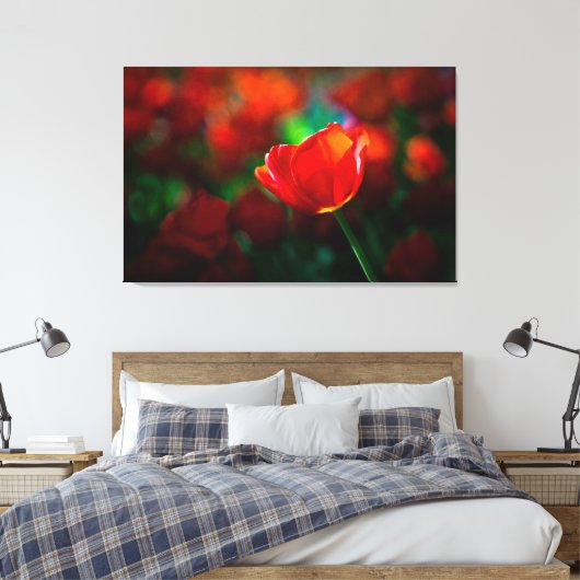 Rode tulp canvas afdruk (Insitu (Slaapkamer))