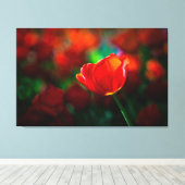 Rode tulp canvas afdruk (Insitu (Houten vloer))