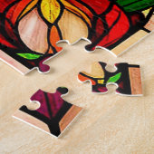 Rode tulp en kleurrijke bloemmotieven legpuzzel (Zijkant)