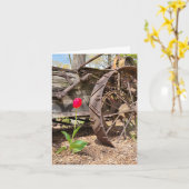 Rode Tulp en Oude Wagon Note Kaart (Gele Bloem)