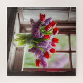 Rode Tulp en Sering Boeket Legpuzzel (Horizontaal)