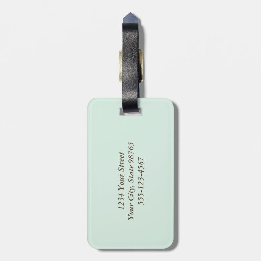 Rode tulp florale mint groene bokeh stijl persoonl bagagelabel (Achterkant verticaal)