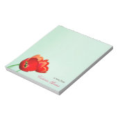 Rode tulp florale mint groene bokeh stijl persoonl notitieblok (Linkerzijde)