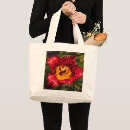 Rode tulp grote tote bag