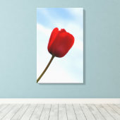 Rode Tulp in Canvas Gewikkeld Afdruk (Insitu (Houten vloer))