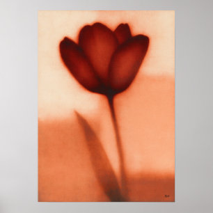 Rode Tulp Japanse Bloemige Abstractie Poster