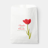 Rode tulp lente waterverf bruiloft gunst tassen bedankzakje (Voorkant)