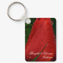 Rode Tulp Macro Foto Gepersonaliseerde Sleutelhang