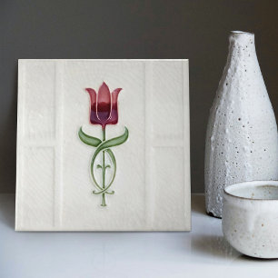 Rode Tulp Muur Decor Kunst Nieuw Kunst Deco Gibbon Tegeltje