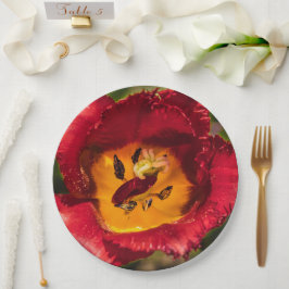 Rode tulp papieren bordje