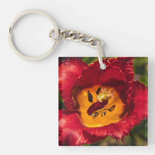 Rode tulp sleutelhanger (Voorkant)