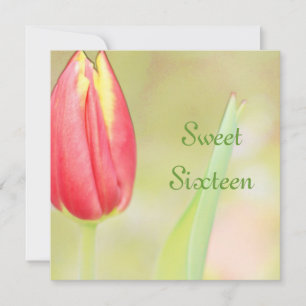 rode tulp sweet sixteen verjaardagsuitnodiging kaart