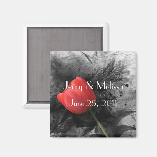Rode Tulp Trouwgunstmagneet Magneet (Voorkant / Achterkant)