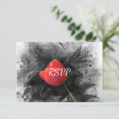 Rode Tulp Trouwreceptie RSVP Kaart (Staand voorkant)