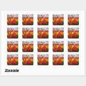 Rode Tulp veld, Oregon bloemen Vierkante Sticker (Vel)