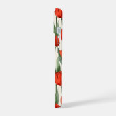 Rode tulp veld patroon gepersonaliseerd monogram  iPhone 15 case (Linkerkant)
