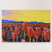 Rode Tulp-veldeverf Puzzle Legpuzzel (Horizontaal)