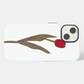 Rode Tulp – Vintage Bloem Illustratie iPhone Hoesje (Achterkant horizontaal)