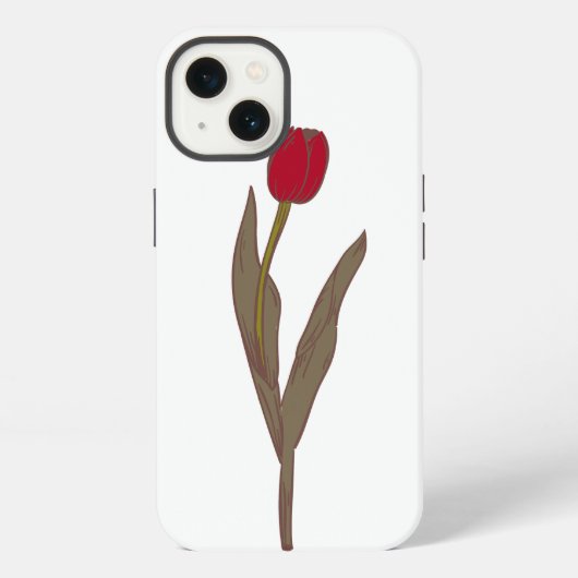 Rode Tulp – Vintage Bloem Illustratie iPhone Hoesje (Achterkant)