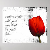 Rode tulp Voeg tekst toe Uitgedrukt zwart-wit Poster (Voorkant)