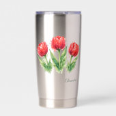 Rode Tulp Waterfles Geïsoleerde Drinkbeker (Voorkant)