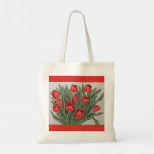 Rode Tulp Waterverf Flower Tote Bag (Achterkant)