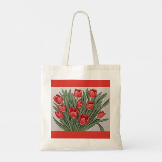 Rode Tulp Waterverf Flower Tote Bag (Achterkant)