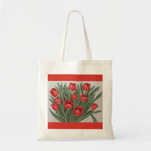 Rode Tulp Waterverf Flower Tote Bag