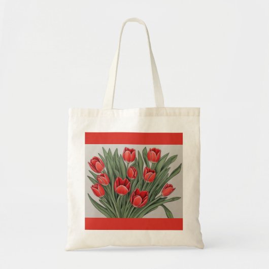 Rode Tulp Waterverf Flower Tote Bag (Voorkant)