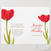 Rode tulp waterverf kunst groot trouwprogramma (Voorkant)
